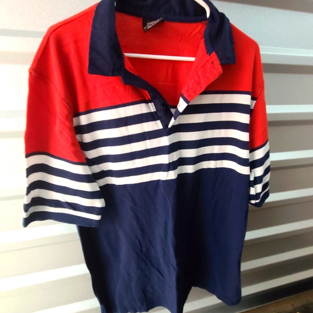 Blac Lacquer Men's Multi-Color Striped Cotton Blend Short Sleeve Shirt Size L